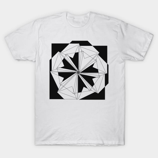 Geometric black and white linear flower T-Shirt by carolsalazar